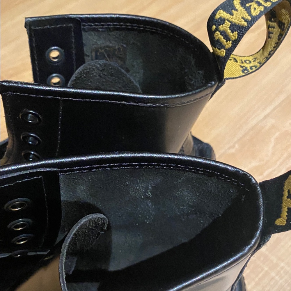 Doc Martens Black Leather Lace-Up Boots - Picture 6 of 11